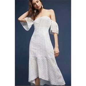 Farm Rio Anthropologie Off-The-Shoulder Eyelet Dress size XS new with tags